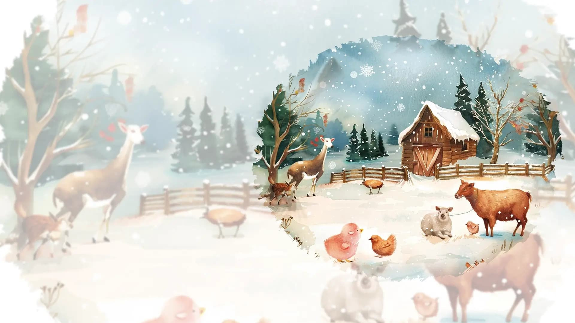 Winter hut of animals-banner